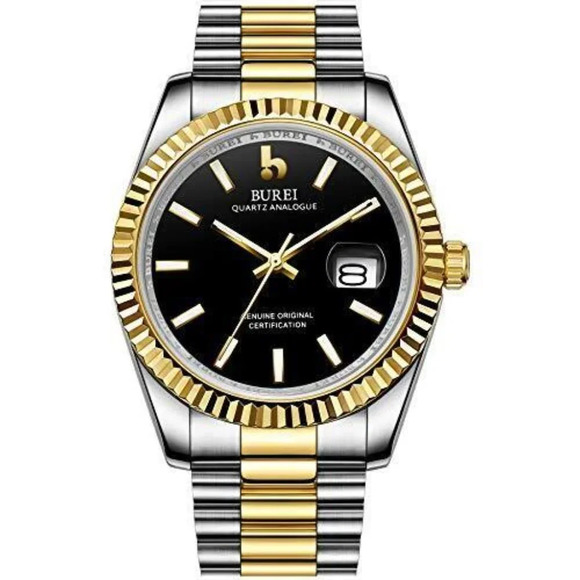 Burei Men's Quartz Analog Wristwatch Elegant with date window - Picture 1 of 11